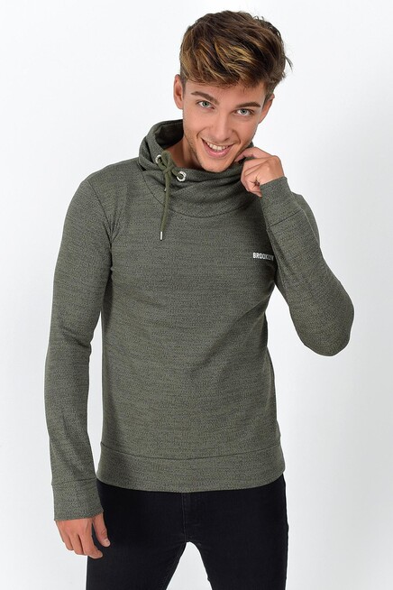 Süperlife Şal Yaka Uzun Kollu Dar Kalıp İnce Erkek Baskılı Sweatshirt SPR 2019K41