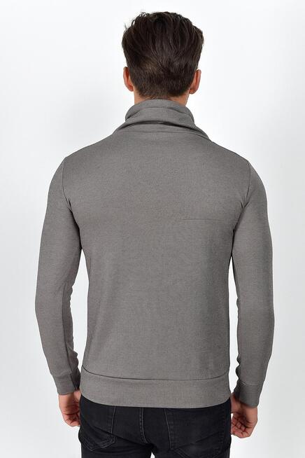 Süperlife Şal Yaka Uzun Kollu Dar Kalıp İnce Erkek Baskılı Sweatshirt SPR 2019K41