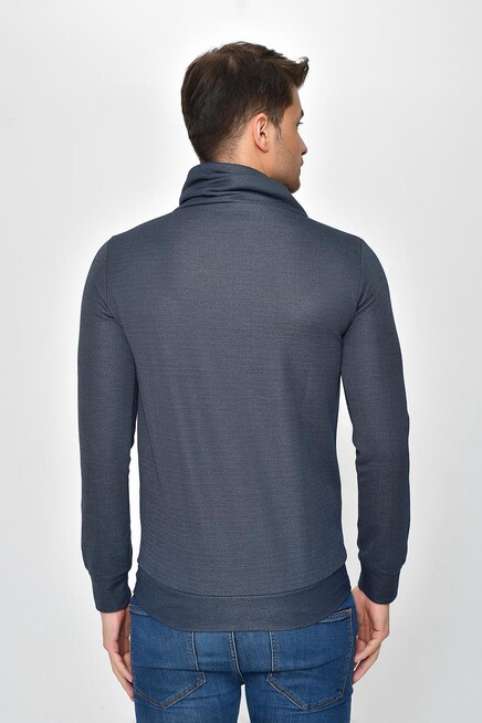 Süperlife Şal Yaka Uzun Kollu Dar Kalıp İnce Erkek Baskılı Sweatshirt SPR 2019K41