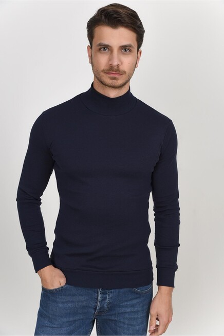 Süperlife Yarım Balıkcı Uzun Kollu Dar Kalıp İnce Erkek Sweatshirt SPR 2019K20