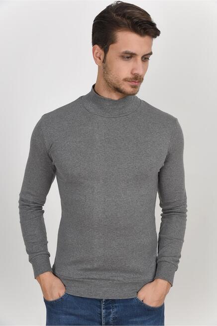 Süperlife Yarım Balıkcı Uzun Kollu Dar Kalıp İnce Erkek Sweatshirt SPR 2019K20