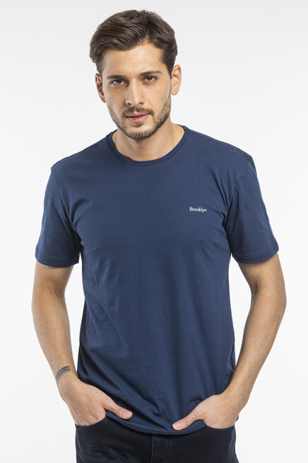 Süperlife Erkek Bisiklet Yaka Dar Kalıp Brooklyn Baskılı Tişort  SPR 266