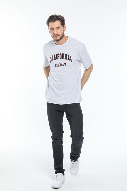 Süperlife Erkek Bisiklet Yaka Slim Fit Californıa  Baskılı  Tişort SPR21Y22