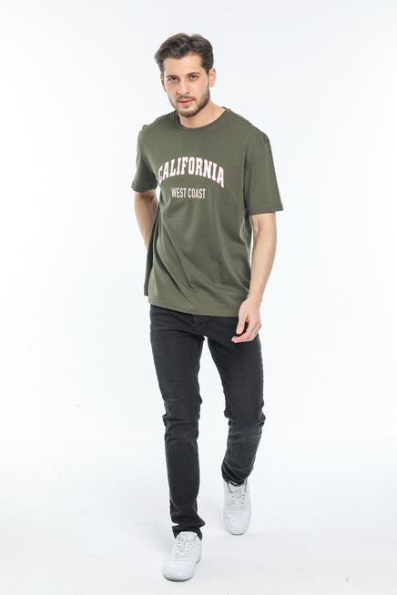 Süperlife Erkek Bisiklet Yaka Slim Fit Californıa  Baskılı  Tişort SPR21Y22