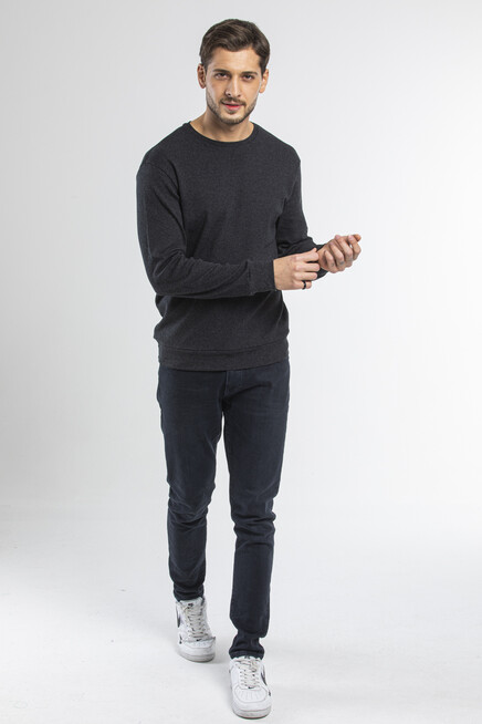 Süperlife Erkek Bisiklet Yaka Slim Fit İnce Sweatshirt SPR 20K17