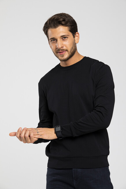 Süperlife Erkek Bisiklet Yaka Slim Fit İnce Sweatshirt SPR 20K17