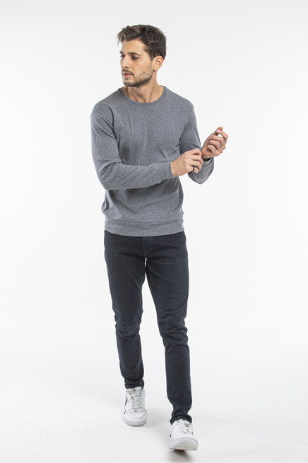 Süperlife Erkek Bisiklet Yaka Slim Fit İnce Sweatshirt SPR 20K17