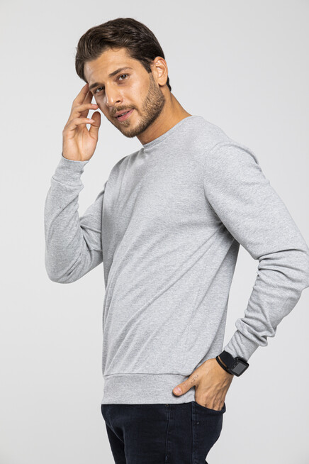 Süperlife Erkek Bisiklet Yaka Slim Fit İnce Sweatshirt SPR 20K17