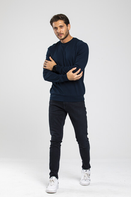 Süperlife Erkek Bisiklet Yaka Slim Fit İnce Sweatshirt SPR 20K17