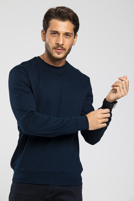 Süperlife Erkek Bisiklet Yaka Slim Fit İnce Sweatshirt SPR 20K17