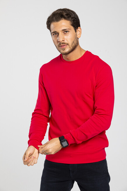 Süperlife Erkek Bisiklet Yaka Slim Fit İnce Sweatshirt SPR 20K17