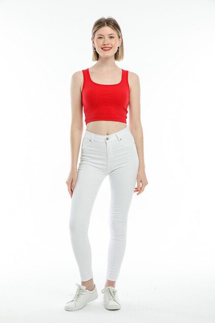 Süperlife Kadın Crop Örme Slim Fit  Atlet-Tişort SPR21Y19