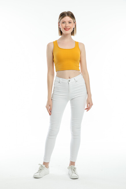 Süperlife Kadın Crop Örme Slim Fit  Atlet-Tişort SPR21Y19