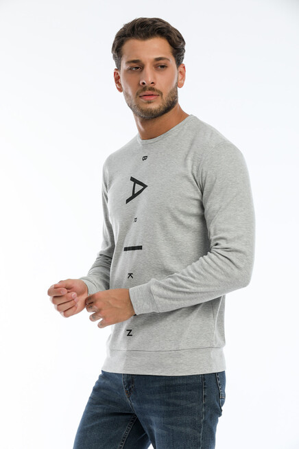 Süperlife Erkek Bisiklet Yaka Slim fit AR Baskılı İnce Sweatshirt SPR22sw101