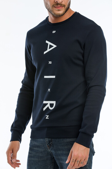 Süperlife Erkek Bisiklet Yaka Slim fit AR Baskılı İnce Sweatshirt SPR22sw101