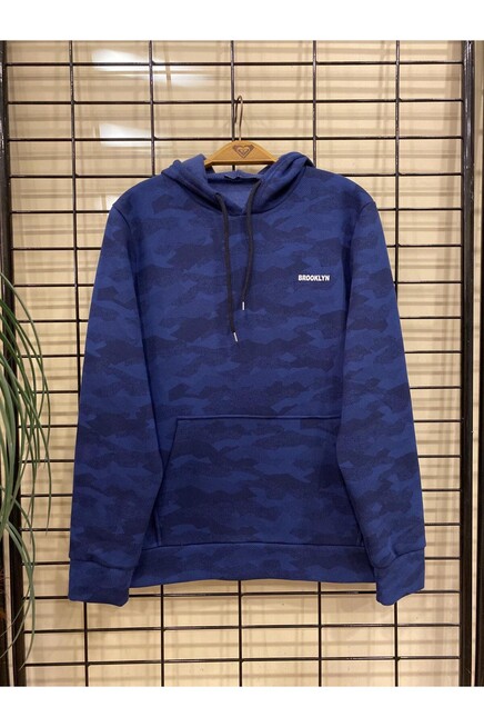 Süperlife Kapşonlu Uzun Kollu Baskılı Dar Kalıp İnce Erkek Sweatshirt SPR 2019K61