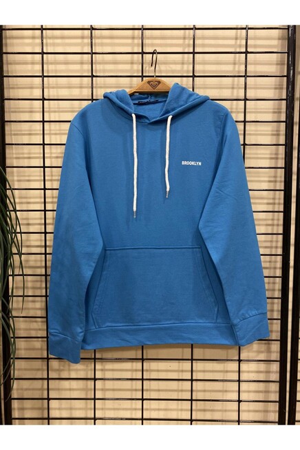 Süperlife Kapşonlu Uzun Kollu Baskılı Dar Kalıp İnce Erkek Sweatshirt SPR 2019K61