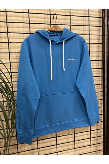 Süperlife Kapşonlu Uzun Kollu Baskılı Dar Kalıp İnce Erkek Sweatshirt SPR 2019K61