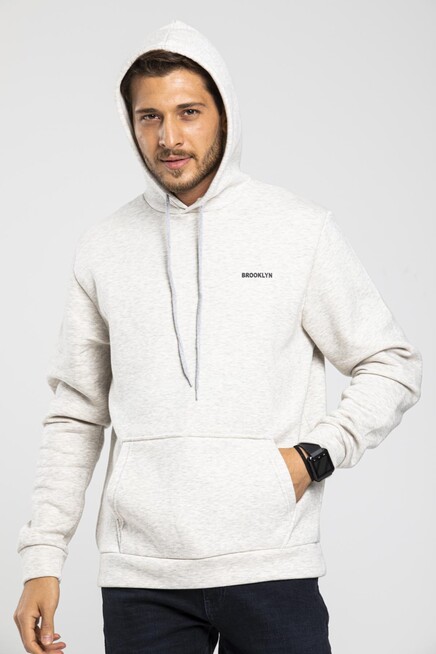 Süperlife Kapşonlu Uzun Kollu Baskılı Dar Kalıp İnce Erkek Sweatshirt SPR 2019K61