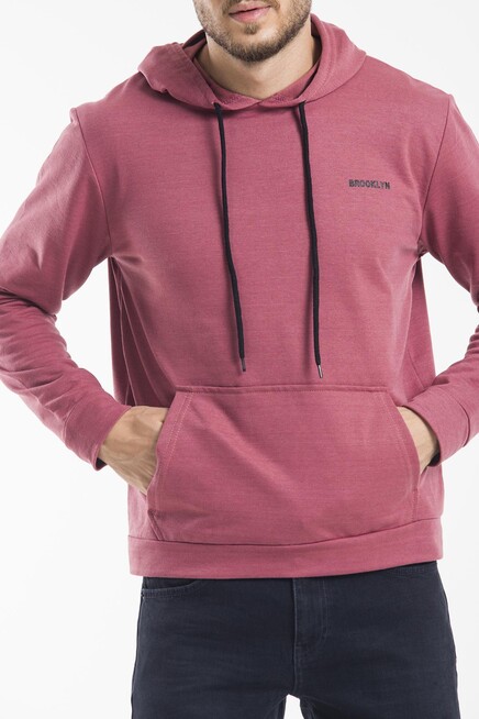 Süperlife Kapşonlu Uzun Kollu Baskılı Dar Kalıp İnce Erkek Sweatshirt SPR 2019K61