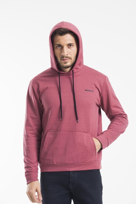 Süperlife Kapşonlu Uzun Kollu Baskılı Dar Kalıp İnce Erkek Sweatshirt SPR 2019K61