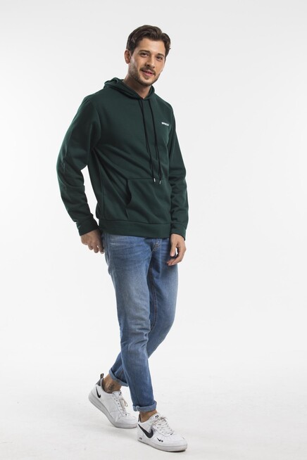 Süperlife Kapşonlu Uzun Kollu Baskılı Dar Kalıp İnce Erkek Sweatshirt SPR 2019K61