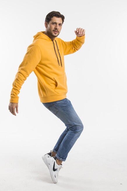 Süperlife Kapşonlu Uzun Kollu Baskılı Dar Kalıp İnce Erkek Sweatshirt SPR 2019K61