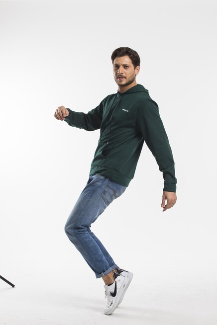 Süperlife Kapşonlu Uzun Kollu Baskılı Dar Kalıp İnce Erkek Sweatshirt SPR 2019K61