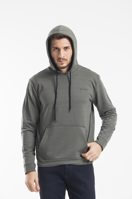 Süperlife Kapşonlu Uzun Kollu Baskılı Dar Kalıp İnce Erkek Sweatshirt SPR 2019K61