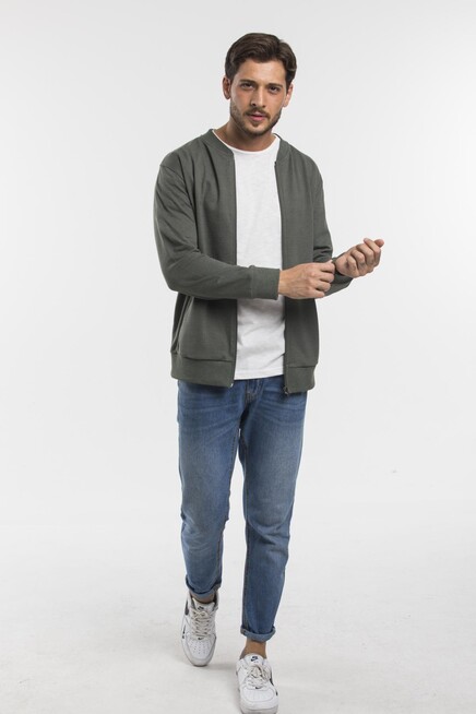 Süperlife Erkek Kalın Floda Cepli Regular Fit İnce Hırka SPR 20K63