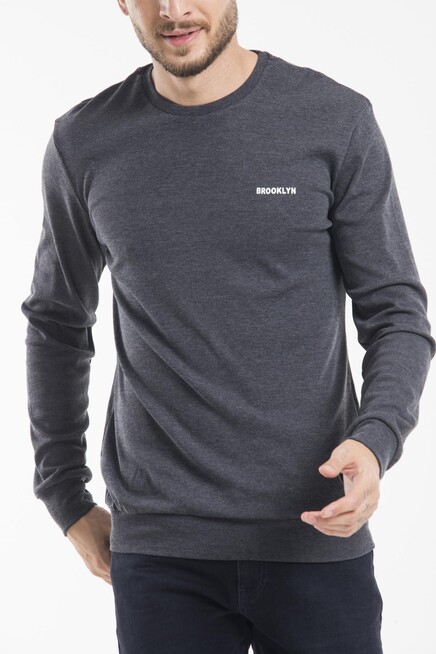 Süperlife Bisiklet Yaka Uzun Kollu Dar Kalıp İnce  Erkek Sweatshirt SPR2019K18