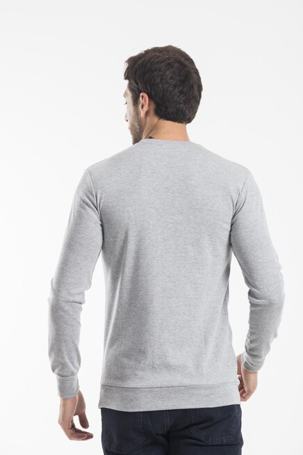 Süperlife Bisiklet Yaka Uzun Kollu Dar Kalıp İnce  Erkek Sweatshirt SPR2019K18