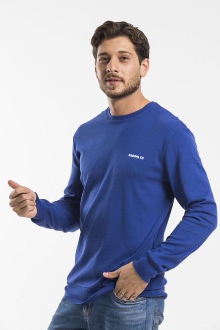 Süperlife Bisiklet Yaka Uzun Kollu Dar Kalıp İnce  Erkek Sweatshirt SPR2019K18