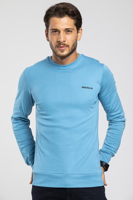 Süperlife Bisiklet Yaka Uzun Kollu Dar Kalıp İnce  Erkek Sweatshirt SPR2019K18