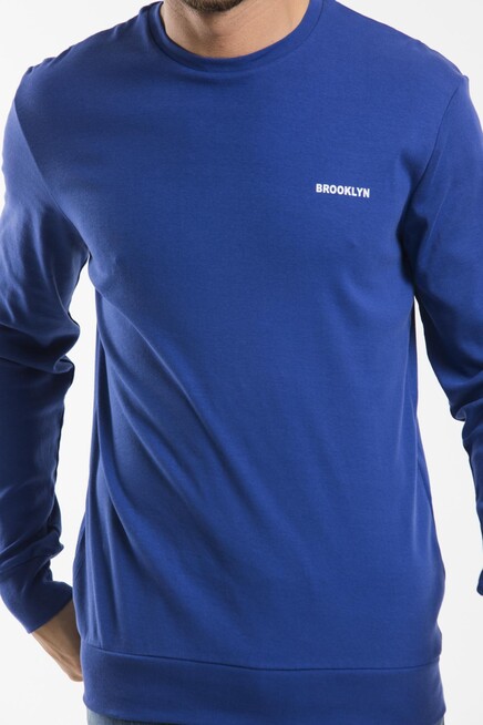 Süperlife Bisiklet Yaka Uzun Kollu Dar Kalıp İnce  Erkek Sweatshirt SPR2019K18