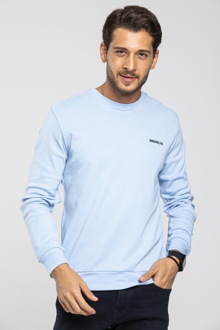 Süperlife Bisiklet Yaka Uzun Kollu Dar Kalıp İnce  Erkek Sweatshirt SPR2019K18