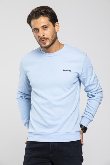 Süperlife Bisiklet Yaka Uzun Kollu Dar Kalıp İnce  Erkek Sweatshirt SPR2019K18