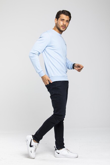 Süperlife Bisiklet Yaka Uzun Kollu Dar Kalıp İnce  Erkek Sweatshirt SPR2019K18