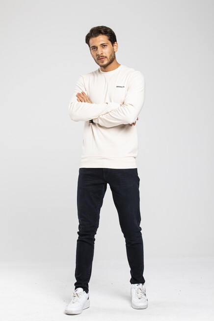 Süperlife Bisiklet Yaka Uzun Kollu Dar Kalıp İnce  Erkek Sweatshirt SPR2019K18