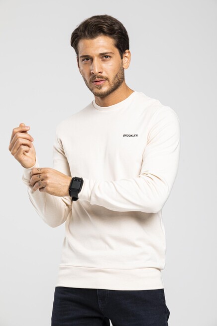 Süperlife Bisiklet Yaka Uzun Kollu Dar Kalıp İnce  Erkek Sweatshirt SPR2019K18