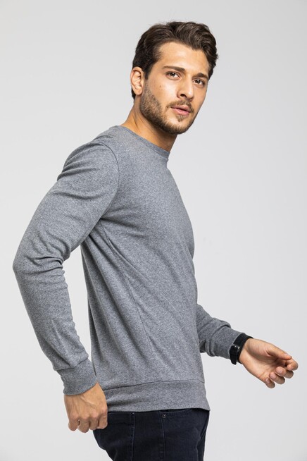 Süperlife Bisiklet Yaka Uzun Kollu Dar Kalıp İnce  Erkek Sweatshirt SPR2019K18