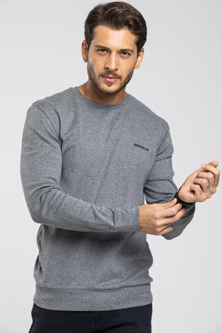 Süperlife Bisiklet Yaka Uzun Kollu Dar Kalıp İnce  Erkek Sweatshirt SPR2019K18