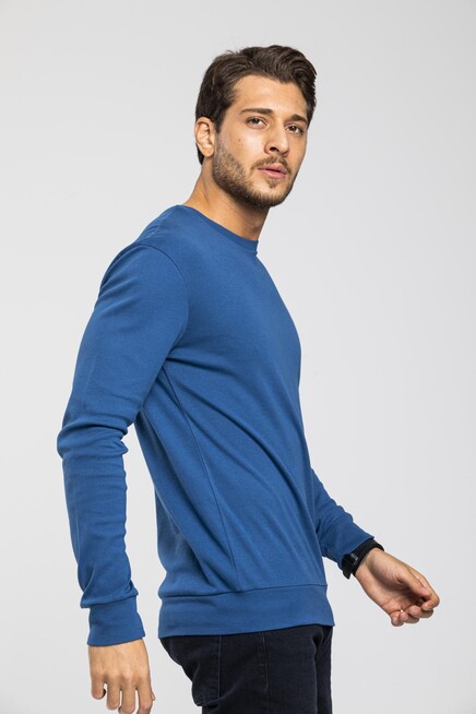 Süperlife Bisiklet Yaka Uzun Kollu Dar Kalıp İnce  Erkek Sweatshirt SPR2019K18