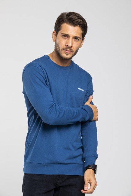 Süperlife Bisiklet Yaka Uzun Kollu Dar Kalıp İnce  Erkek Sweatshirt SPR2019K18