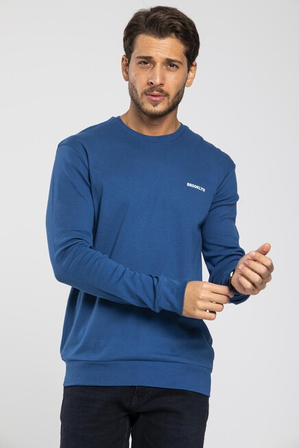 Süperlife Bisiklet Yaka Uzun Kollu Dar Kalıp İnce  Erkek Sweatshirt SPR2019K18