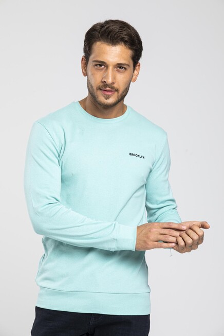 Süperlife Bisiklet Yaka Uzun Kollu Dar Kalıp İnce  Erkek Sweatshirt SPR2019K18