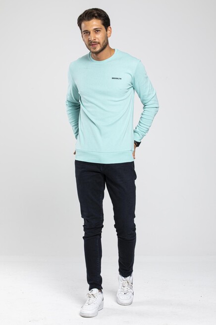 Süperlife Bisiklet Yaka Uzun Kollu Dar Kalıp İnce  Erkek Sweatshirt SPR2019K18