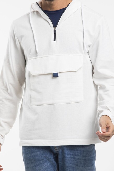 Süperlife Erkek Kapşonlu Yarım Fermuarlı İnce Sweatshirt SPR 20K52