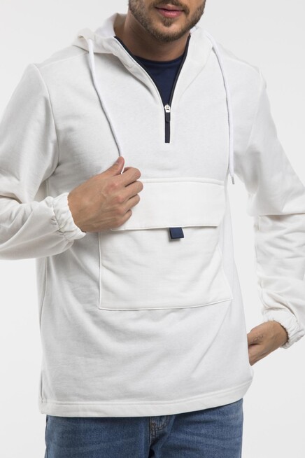 Süperlife Erkek Kapşonlu Yarım Fermuarlı İnce Sweatshirt SPR 20K52