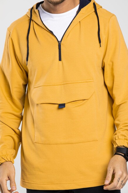 Süperlife Erkek Kapşonlu Yarım Fermuarlı İnce Sweatshirt SPR 20K52